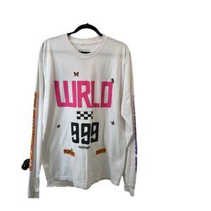 Juice Wrld Shirt Size L 999 Club Motorsports Long Sleeve Drag Race Bat White